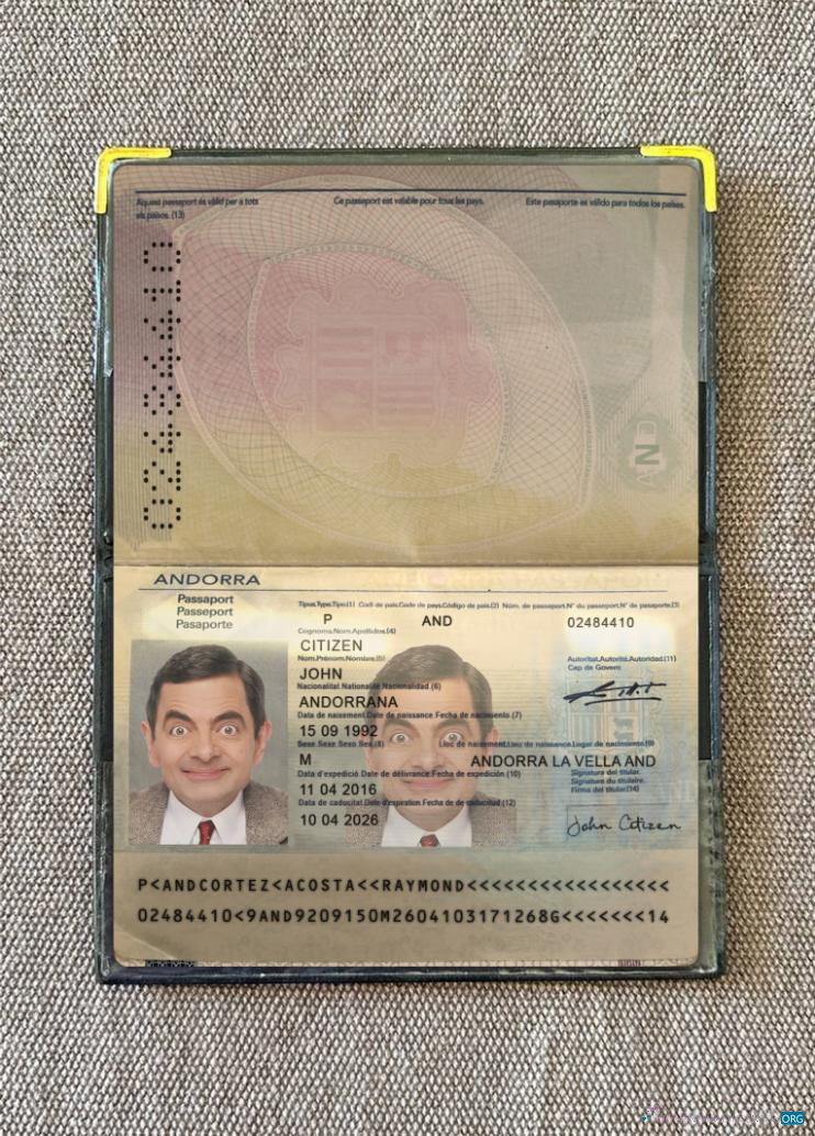 Download Andorra passport 2016 present photolook Photoshop template